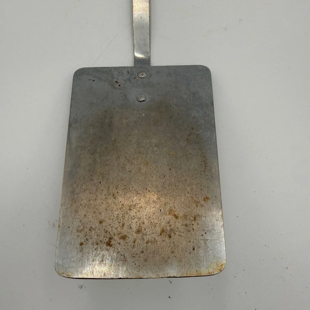 Vintage Household Japan Deluxe Spatula Heraldic Crest White Handle Stainless